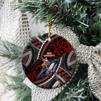 Aotearoa Christmas Ceramic Ornament Santa Riding Humpback Whale Maori Koru DT05 - Polynesian Pride