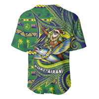 Cook Islands Christmas Baseball Jersey Santa Riding Flying Fish DT05 - Polynesian Pride