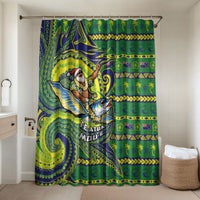 Cook Islands Christmas Bathroom Set Santa Riding Flying Fish DT05 Shower Curtain Only Green - Polynesian Pride