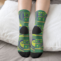Cook Islands Christmas Crew Socks Santa Riding Flying Fish DT05 - Polynesian Pride