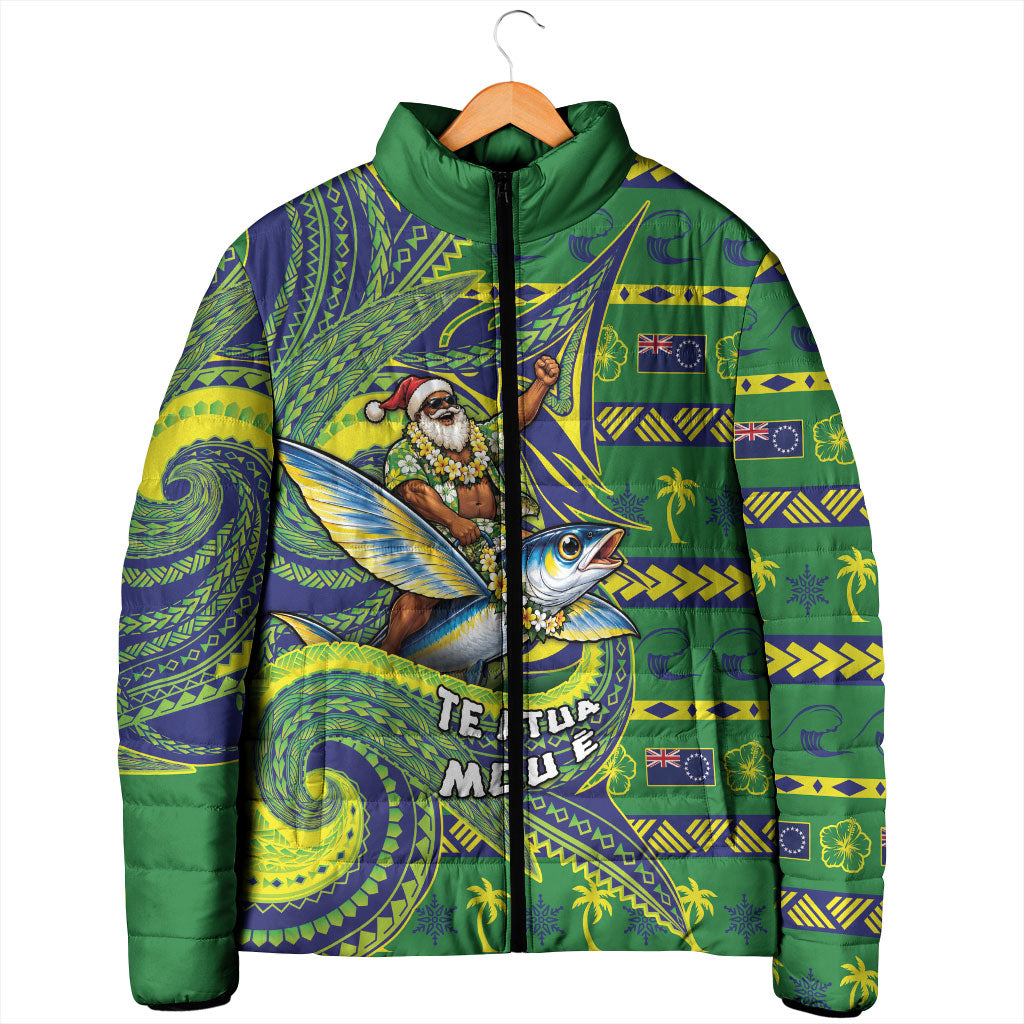 Cook Islands Christmas Padded Jacket Santa Riding Flying Fish DT05 - Polynesian Pride