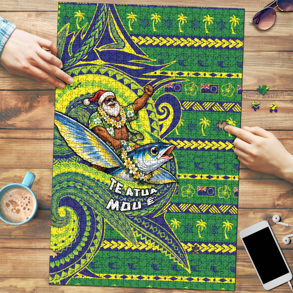 Cook Islands Christmas Puzzle Santa Riding Flying Fish