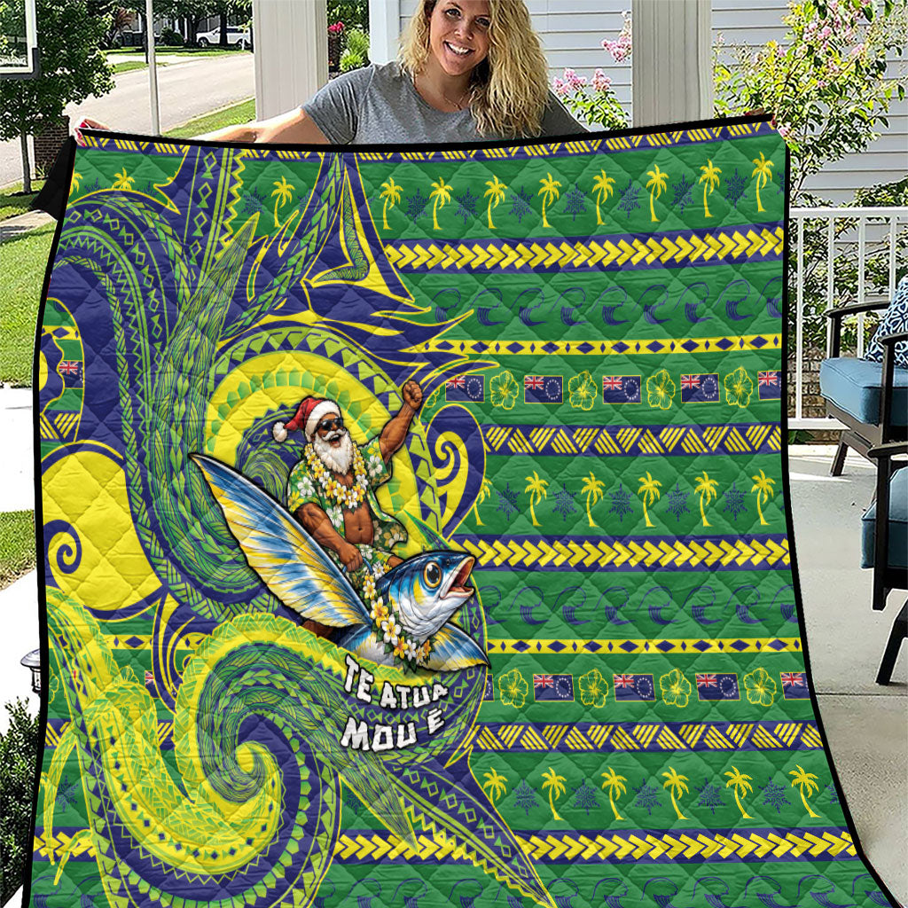 Cook Islands Christmas Quilt Santa Riding Flying Fish