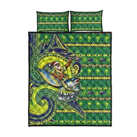 Cook Islands Christmas Quilt Bed Set Santa Riding Flying Fish DT05 - Polynesian Pride