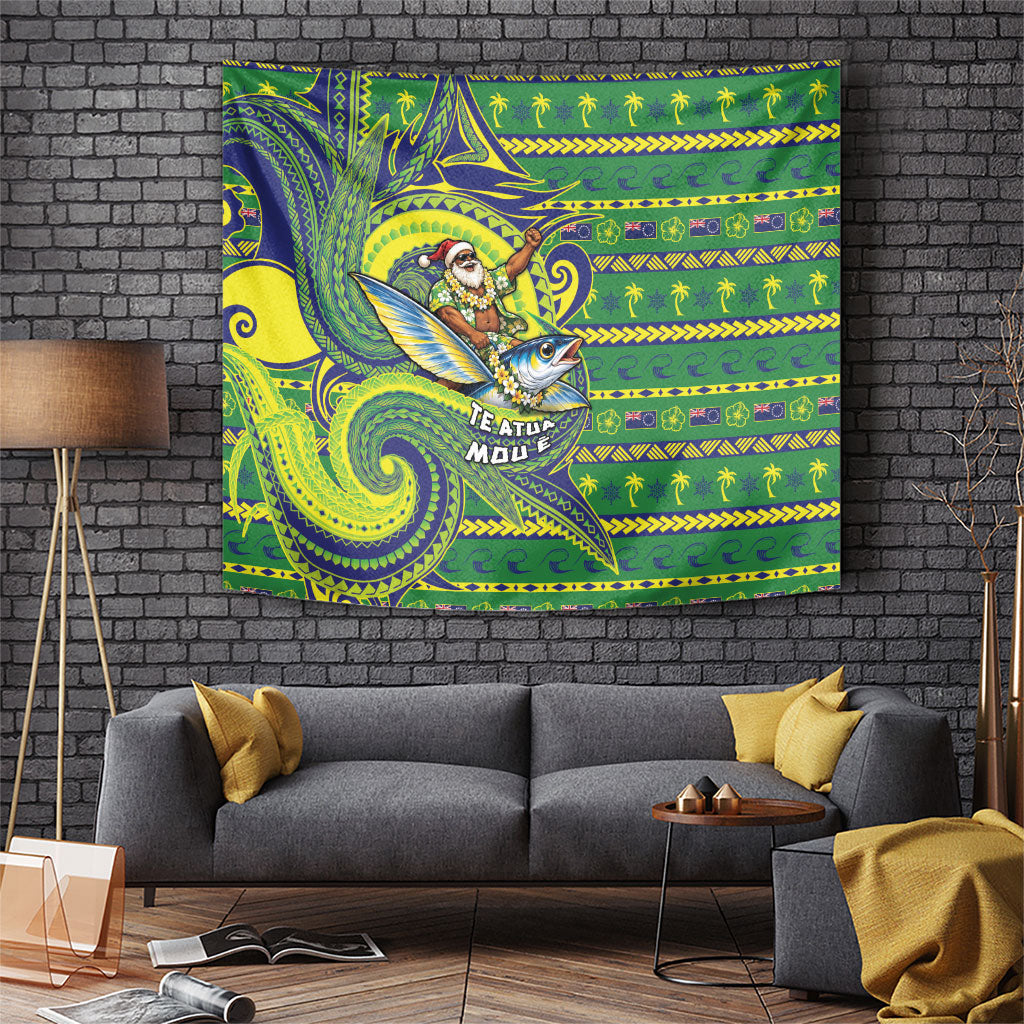 Cook Islands Christmas Tapestry Santa Riding Flying Fish