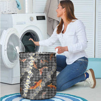 Black Palaka Hawaiian And Japanese Laundry Basket Sakura Lei With Koi Fish DT05 - Polynesian Pride