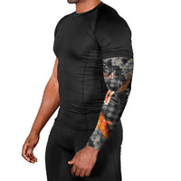 Black Palaka Hawaiian And Japanese Arm Sleeves Sakura Lei With Koi Fish DT05 - Polynesian Pride
