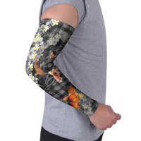 Black Palaka Hawaiian And Japanese Arm Sleeves Sakura Lei With Koi Fish DT05 - Polynesian Pride