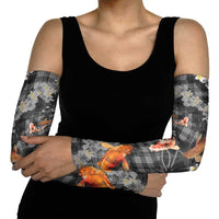 Black Palaka Hawaiian And Japanese Arm Sleeves Sakura Lei With Koi Fish DT05 - Polynesian Pride