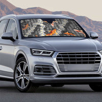 Black Palaka Hawaiian And Japanese Auto Sun Shade Sakura Lei With Koi Fish - Polynesian Pride