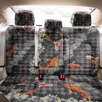 Black Palaka Hawaiian And Japanese Back Car Seat Cover Sakura Lei With Koi Fish DT05 - Polynesian Pride