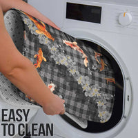 Black Palaka Hawaiian And Japanese Bathroom Set Sakura Lei With Koi Fish - Polynesian Pride