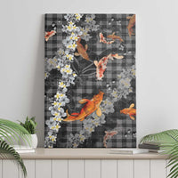 Black Palaka Hawaiian And Japanese Canvas Wall Art Sakura Lei With Koi Fish DT05 - Polynesian Pride