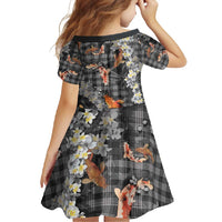 Black Palaka Hawaiian And Japanese Family Matching Mermaid Dress and Hawaiian Shirt Sakura Lei With Koi Fish - Polynesian Pride