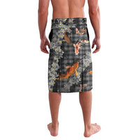 Black Palaka Hawaiian And Japanese Lavalava Sakura Lei With Koi Fish DT05 - Polynesian Pride
