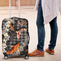 Black Palaka Hawaiian And Japanese Luggage Cover Sakura Lei With Koi Fish - Polynesian Pride