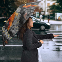 Black Palaka Hawaiian And Japanese Umbrella Sakura Lei With Koi Fish DT05 - Polynesian Pride