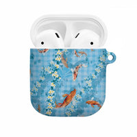 Blue Palaka Hawaiian And Japanese AirPods Case Sakura Lei With Koi Fish - Polynesian Pride