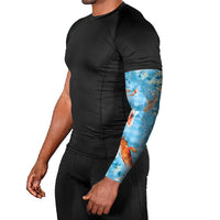 Blue Palaka Hawaiian And Japanese Arm Sleeves Sakura Lei With Koi Fish DT05 - Polynesian Pride