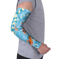 Blue Palaka Hawaiian And Japanese Arm Sleeves Sakura Lei With Koi Fish DT05 - Polynesian Pride