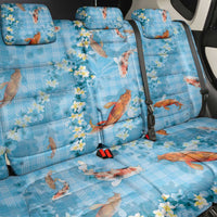Blue Palaka Hawaiian And Japanese Back Car Seat Cover Sakura Lei With Koi Fish DT05 - Polynesian Pride