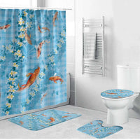 Blue Palaka Hawaiian And Japanese Bathroom Set Sakura Lei With Koi Fish - Polynesian Pride