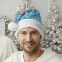 Blue Palaka Hawaiian And Japanese Christmas Santa Hat Sakura Lei With Koi Fish - Polynesian Pride