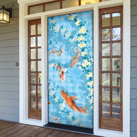 Blue Palaka Hawaiian And Japanese Door Cover Sakura Lei With Koi Fish DT05 - Polynesian Pride