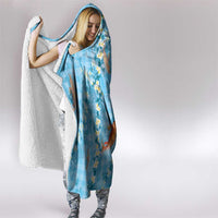 Blue Palaka Hawaiian And Japanese Hooded Blanket Sakura Lei With Koi Fish DT05 - Polynesian Pride