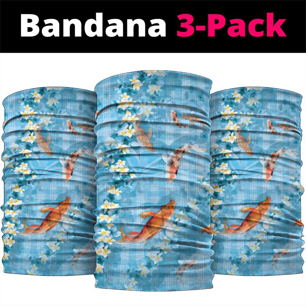 Blue Palaka Hawaiian And Japanese Neck Gaiter Sakura Lei With Koi Fish DT05 package One Size: 25*50cm Blue - Polynesian Pride