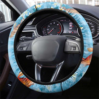 Blue Palaka Hawaiian And Japanese Steering Wheel Cover Sakura Lei With Koi Fish - Polynesian Pride