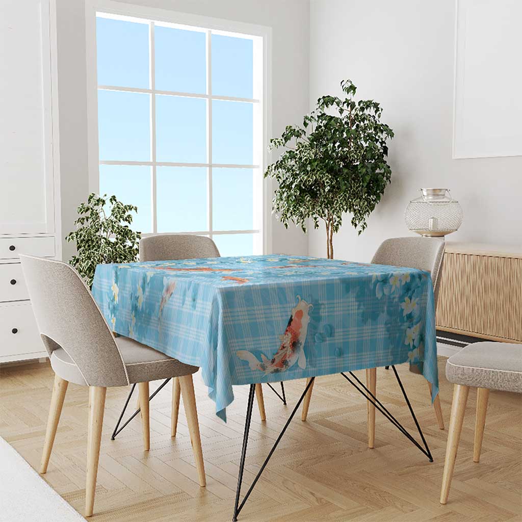Blue Palaka Hawaiian And Japanese Tablecloth Sakura Lei With Koi Fish DT05 - Polynesian Pride