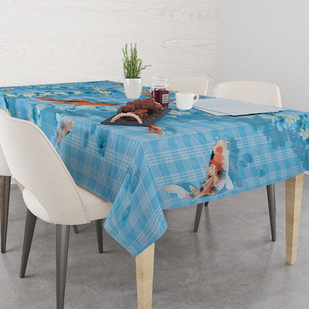 Blue Palaka Hawaiian And Japanese Tablecloth Sakura Lei With Koi Fish DT05 - Polynesian Pride