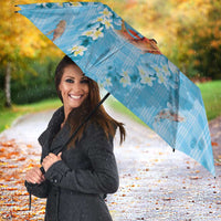 Blue Palaka Hawaiian And Japanese Umbrella Sakura Lei With Koi Fish DT05 - Polynesian Pride