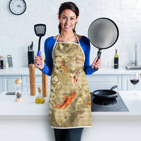 Beige Palaka Hawaiian And Japanese Apron Sakura Lei With Koi Fish DT05 - Polynesian Pride