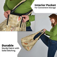 Beige Palaka Hawaiian And Japanese Grocery Bag Sakura Lei With Koi Fish - Polynesian Pride