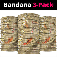Beige Palaka Hawaiian And Japanese Neck Gaiter Sakura Lei With Koi Fish DT05 package One Size: 25*50cm Beige - Polynesian Pride