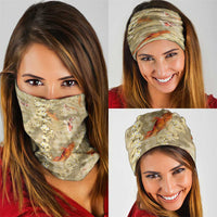 Beige Palaka Hawaiian And Japanese Neck Gaiter Sakura Lei With Koi Fish DT05 - Polynesian Pride