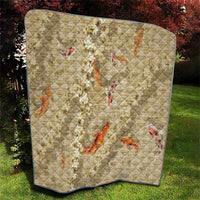 Beige Palaka Hawaiian And Japanese Quilt Sakura Lei With Koi Fish - Polynesian Pride