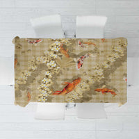 Beige Palaka Hawaiian And Japanese Tablecloth Sakura Lei With Koi Fish DT05 Beige - Polynesian Pride