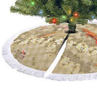 Beige Palaka Hawaiian And Japanese Tree Skirt Sakura Lei With Koi Fish DT05 - Polynesian Pride