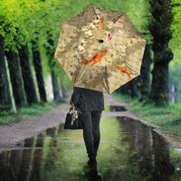 Beige Palaka Hawaiian And Japanese Umbrella Sakura Lei With Koi Fish DT05 - Polynesian Pride
