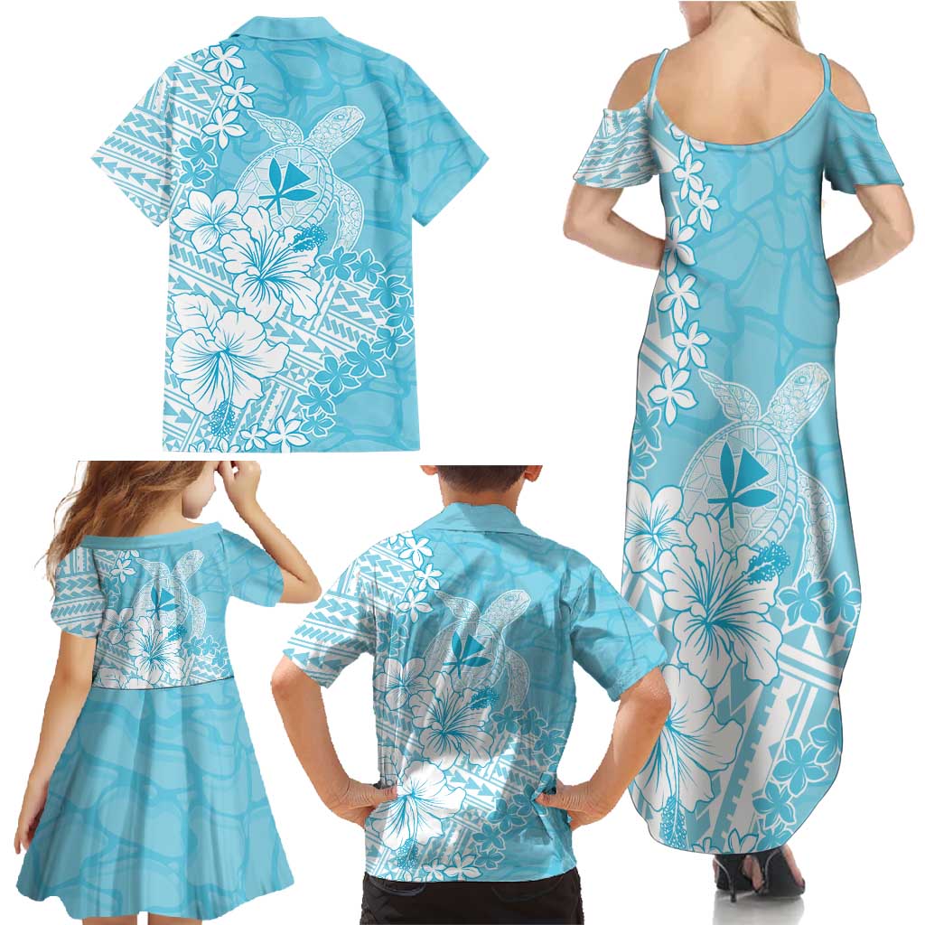 Hawaii Kanaka Maoli Family Matching Summer Maxi Dress and Hawaiian Shirt Polynesian Turtle Tattoo