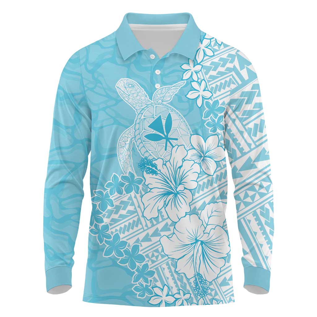Hawaii Kanaka Maoli Long Sleeve Polo Shirt Polynesian Turtle Tattoo