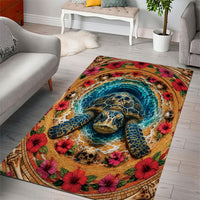 3D Illusion Honu Halloween Area Rug Hawaiian Sea Turtle Skull Shell Vortex DT05 - Polynesian Pride