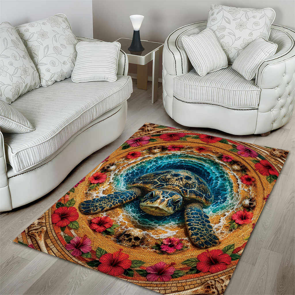 3D Illusion Honu Halloween Area Rug Hawaiian Sea Turtle Skull Shell Vortex DT05 - Polynesian Pride