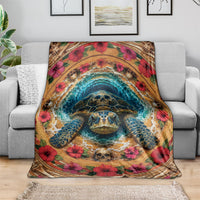 3D Illusion Honu Halloween Blanket Hawaiian Sea Turtle Skull Shell Vortex DT05 - Polynesian Pride