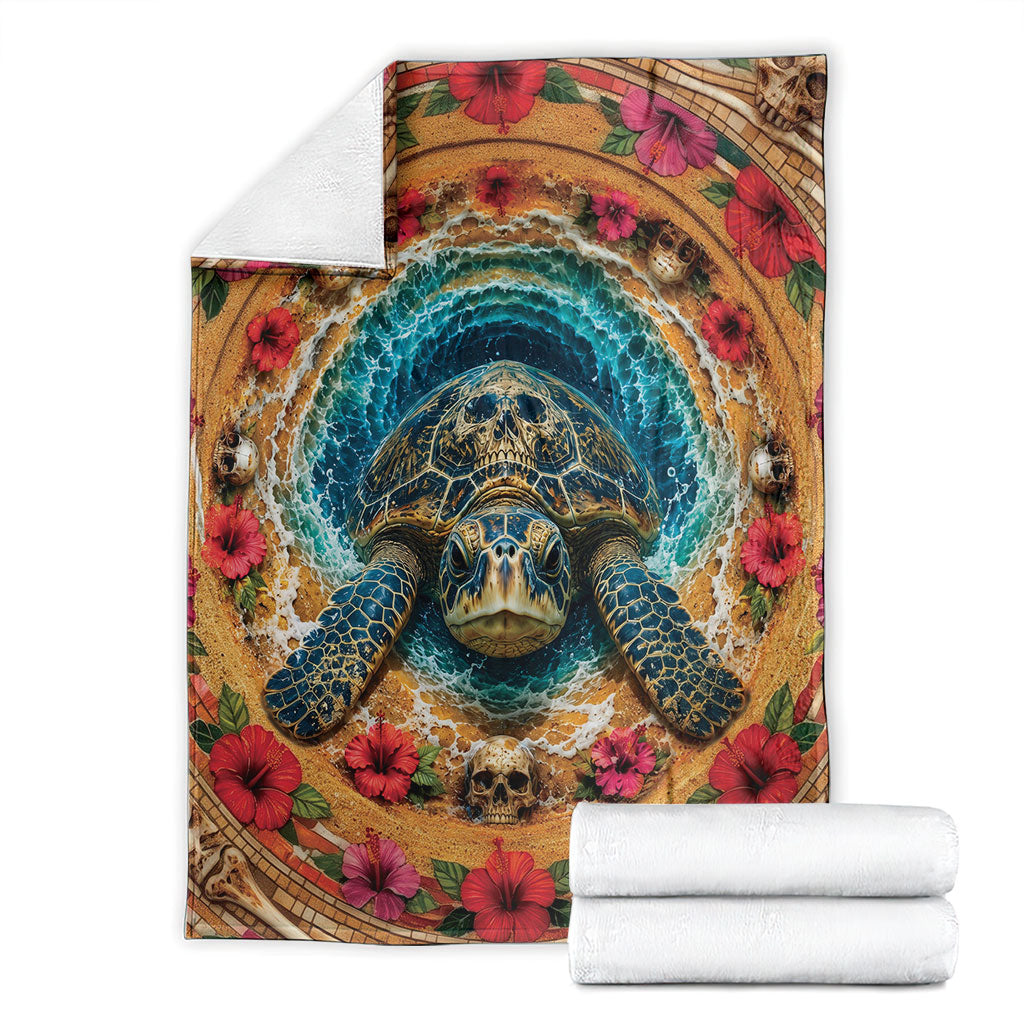 3D Illusion Honu Halloween Blanket Hawaiian Sea Turtle Skull Shell Vortex DT05 - Polynesian Pride