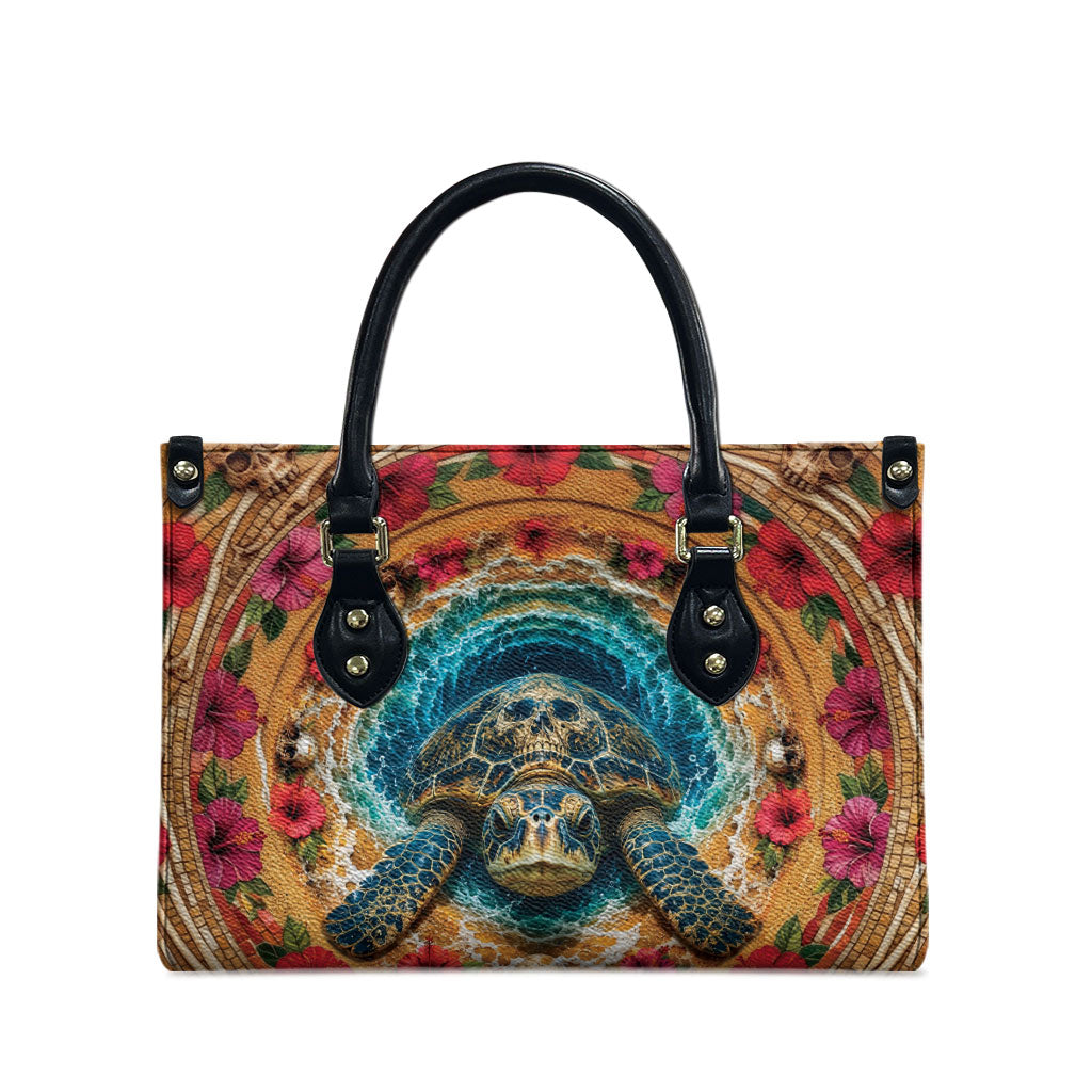 3D Illusion Honu Halloween Leather Bag Hawaiian Sea Turtle Skull Shell Vortex DT05 - Polynesian Pride