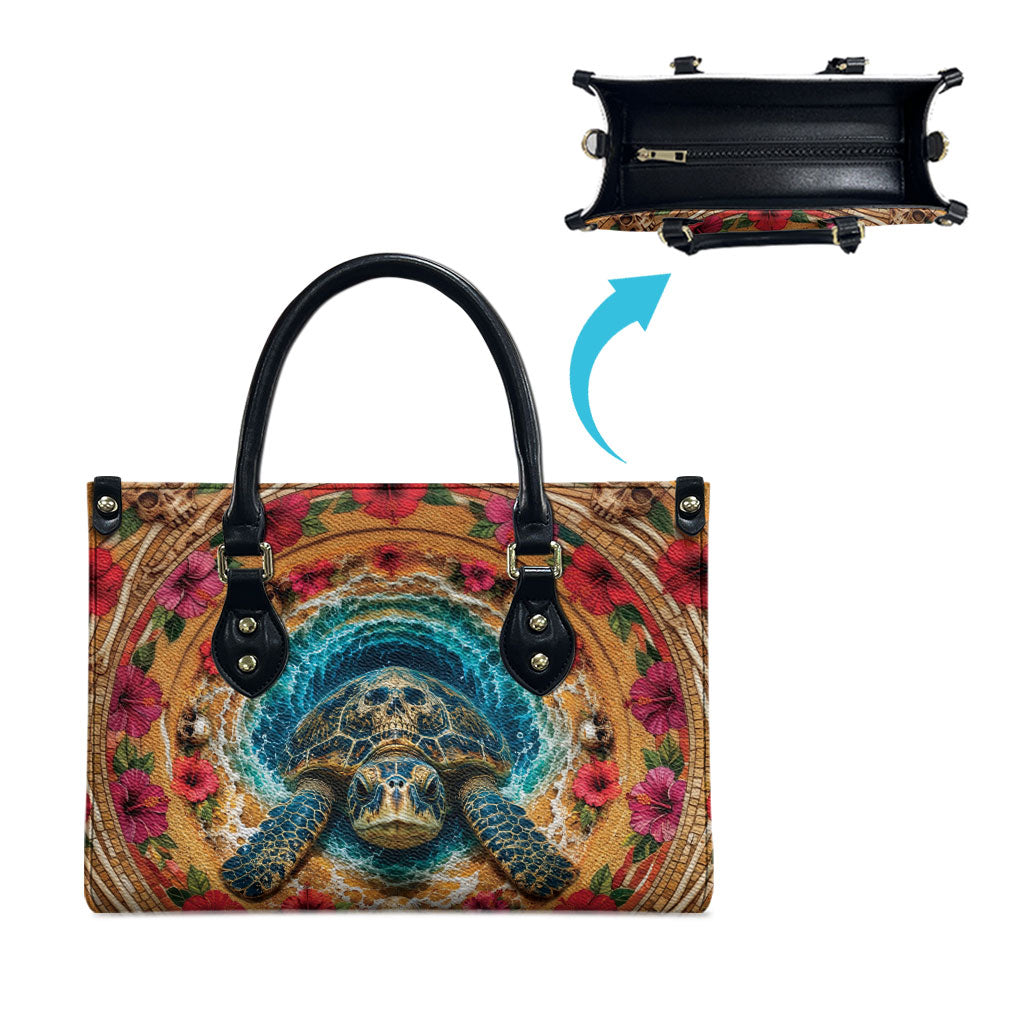 3D Illusion Honu Halloween Leather Bag Hawaiian Sea Turtle Skull Shell Vortex DT05 - Polynesian Pride
